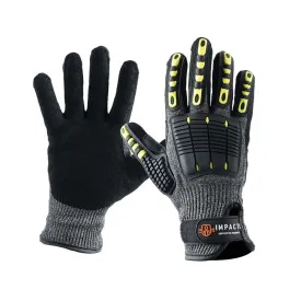 Impacto Back Tracker Blade Series Heavy Duty Cut Level 5 Anti-Impact Mechanic's Gloves - Cut Resistant, Durable Protection for Industrial Use