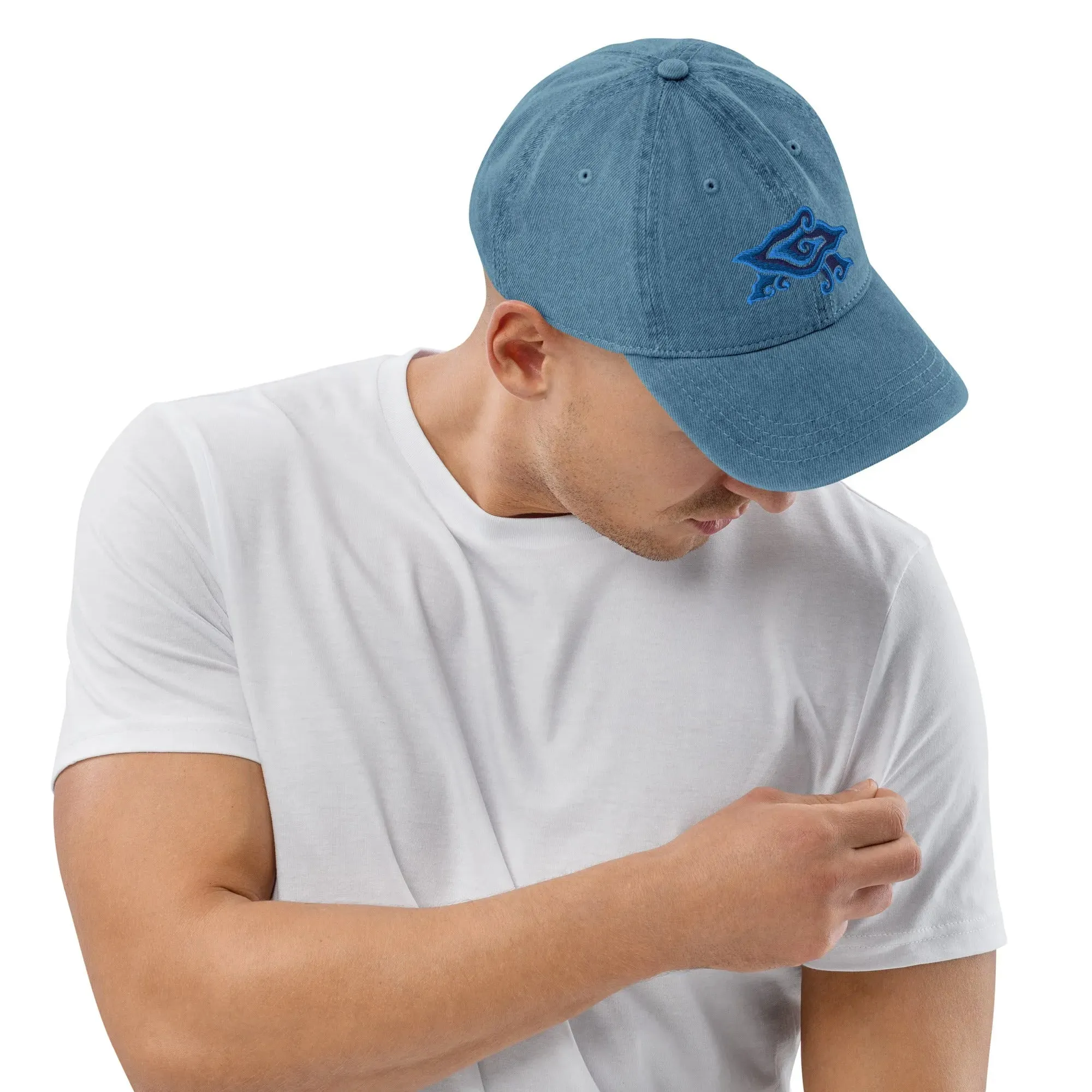 Indonesian Mendung Embroidered Denim Dad Hat