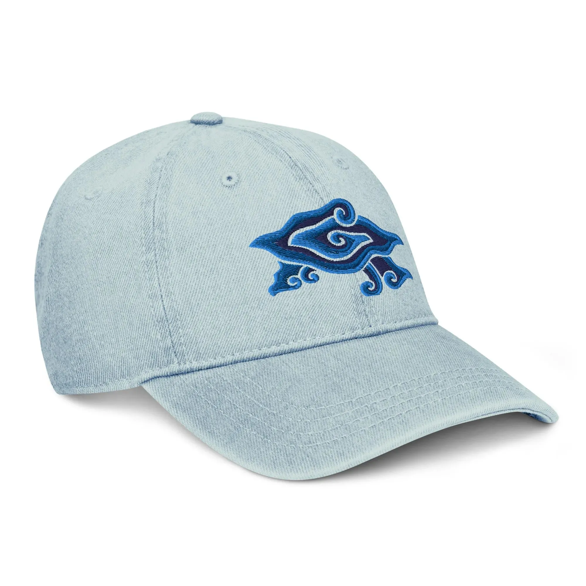 Indonesian Mendung Embroidered Denim Dad Hat