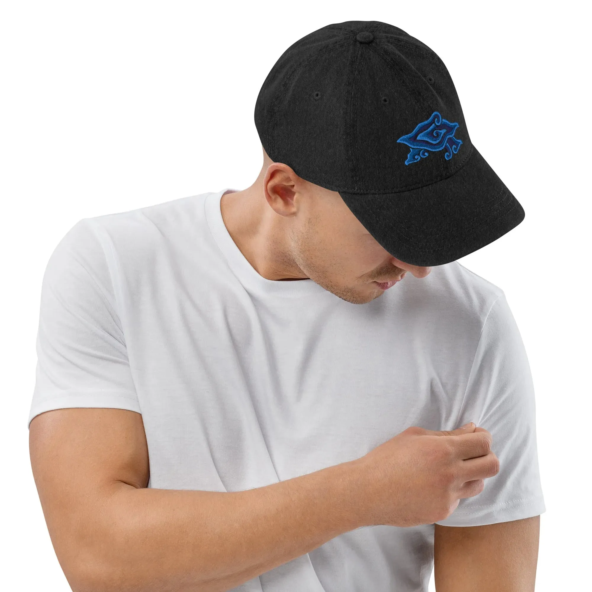 Indonesian Mendung Embroidered Denim Dad Hat