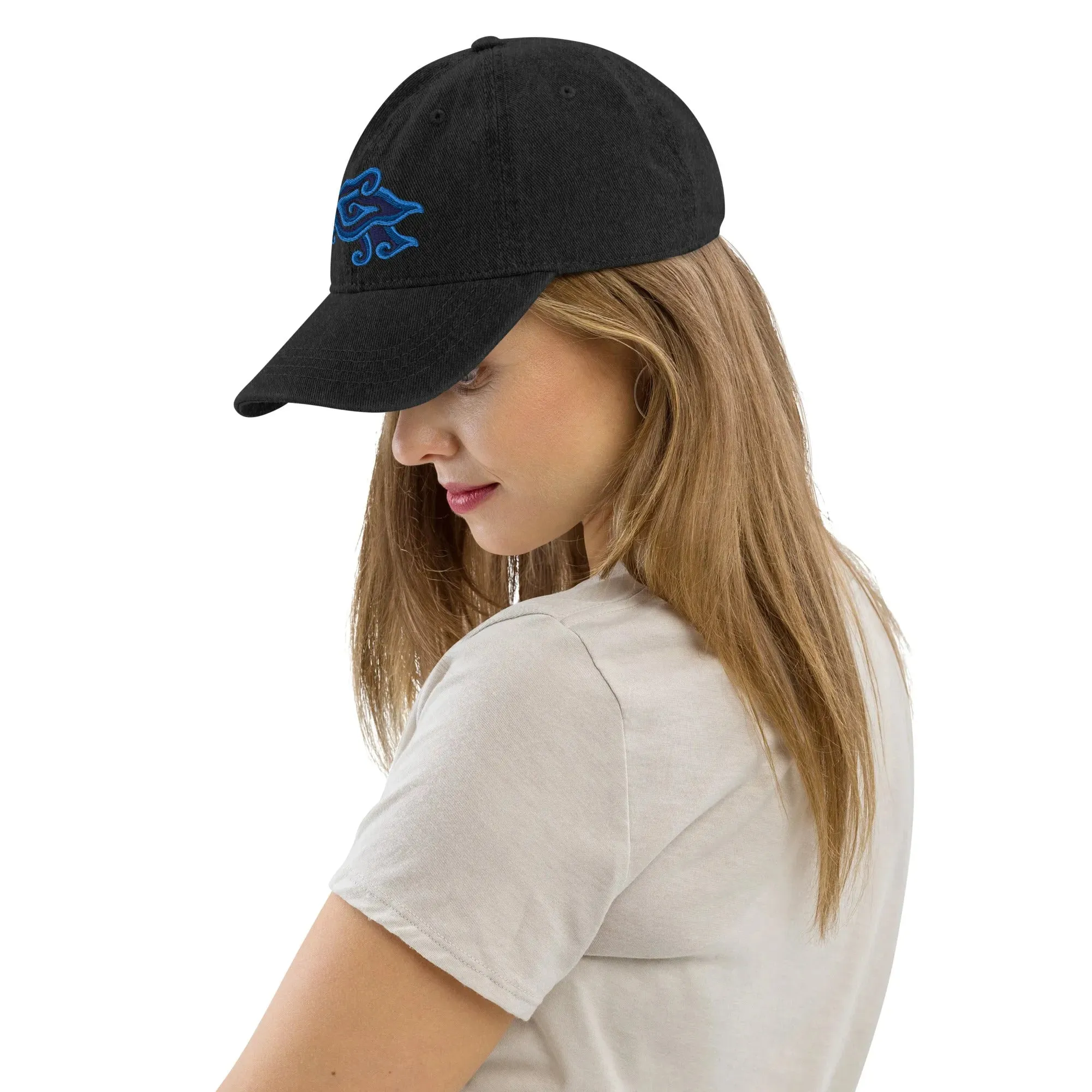 Indonesian Mendung Embroidered Denim Dad Hat