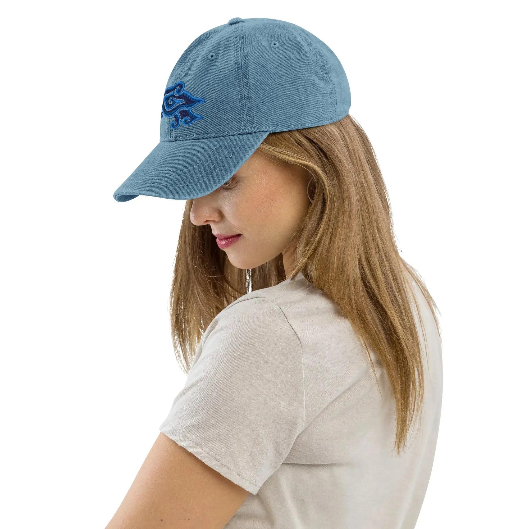 Indonesian Mendung Embroidered Denim Dad Hat