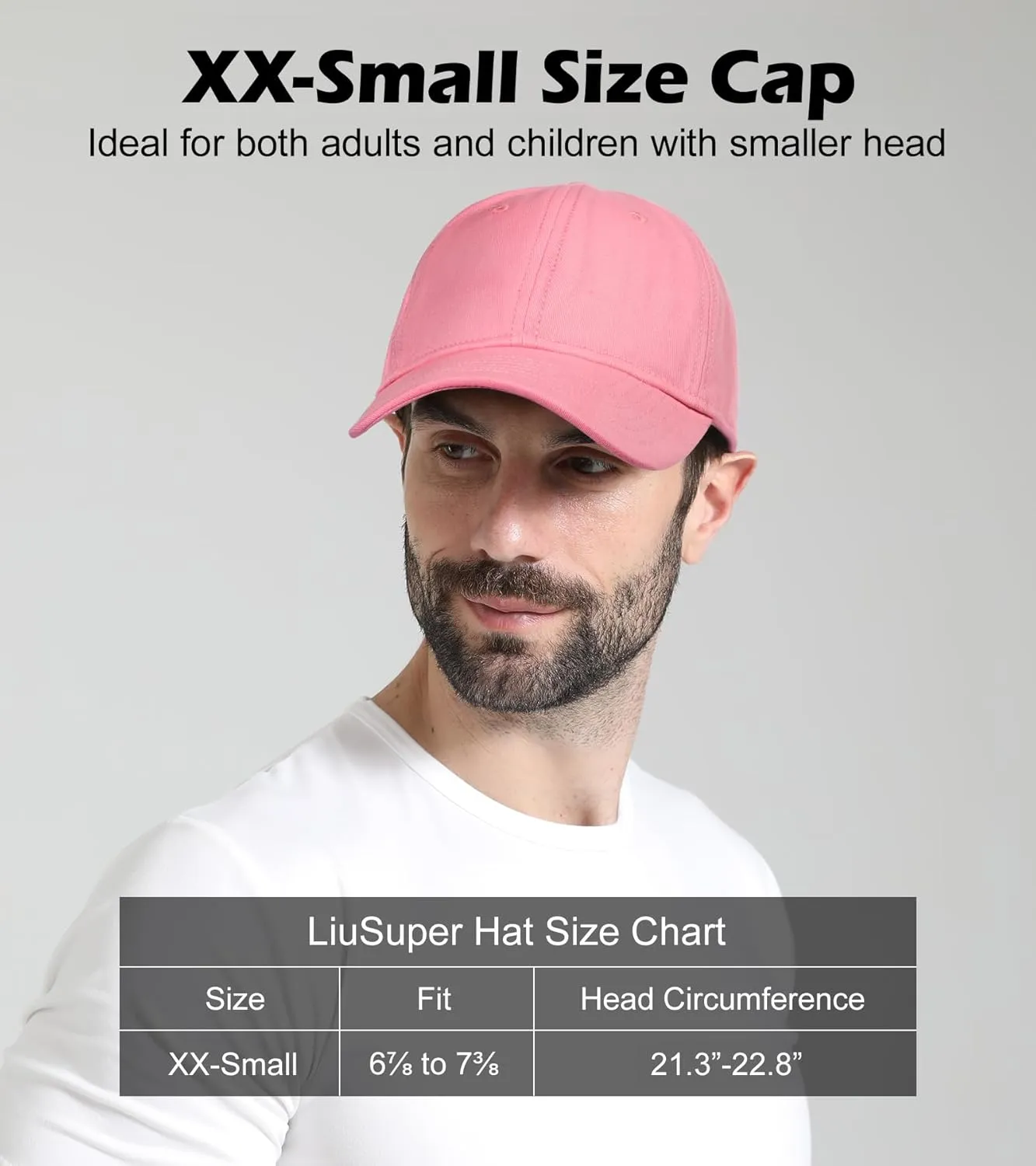 LiuSuper Hats for Small Heads Men, Petite Baseball Caps for Women, XXS Adjustable Trucker Hat Dad Hat(21.3"-22.8", 54cm-58cm)