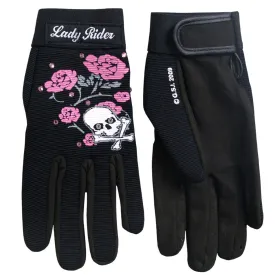 MECHANIC GLOVES CRYSTAL SKULL & ROSES