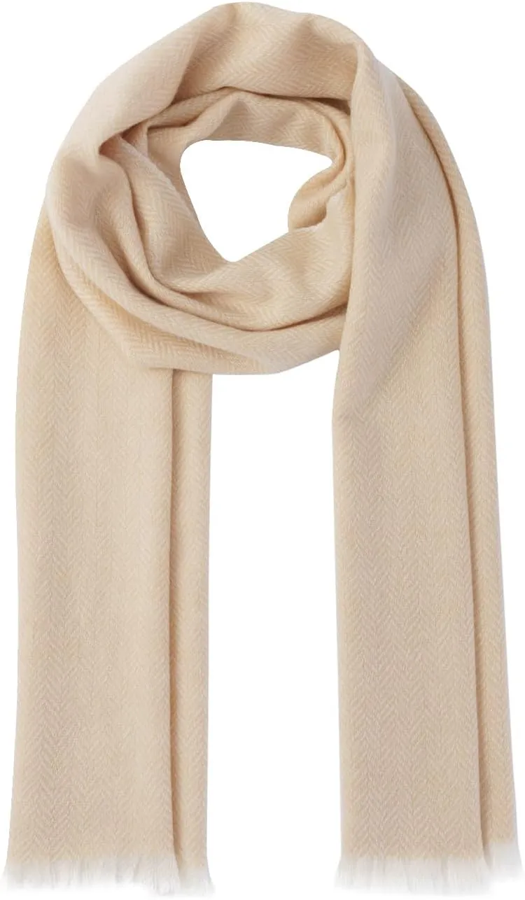 MELUSA 100% Cashmere Herringbone Scarf, Lightweight Cozy Gift Everyday Scarf