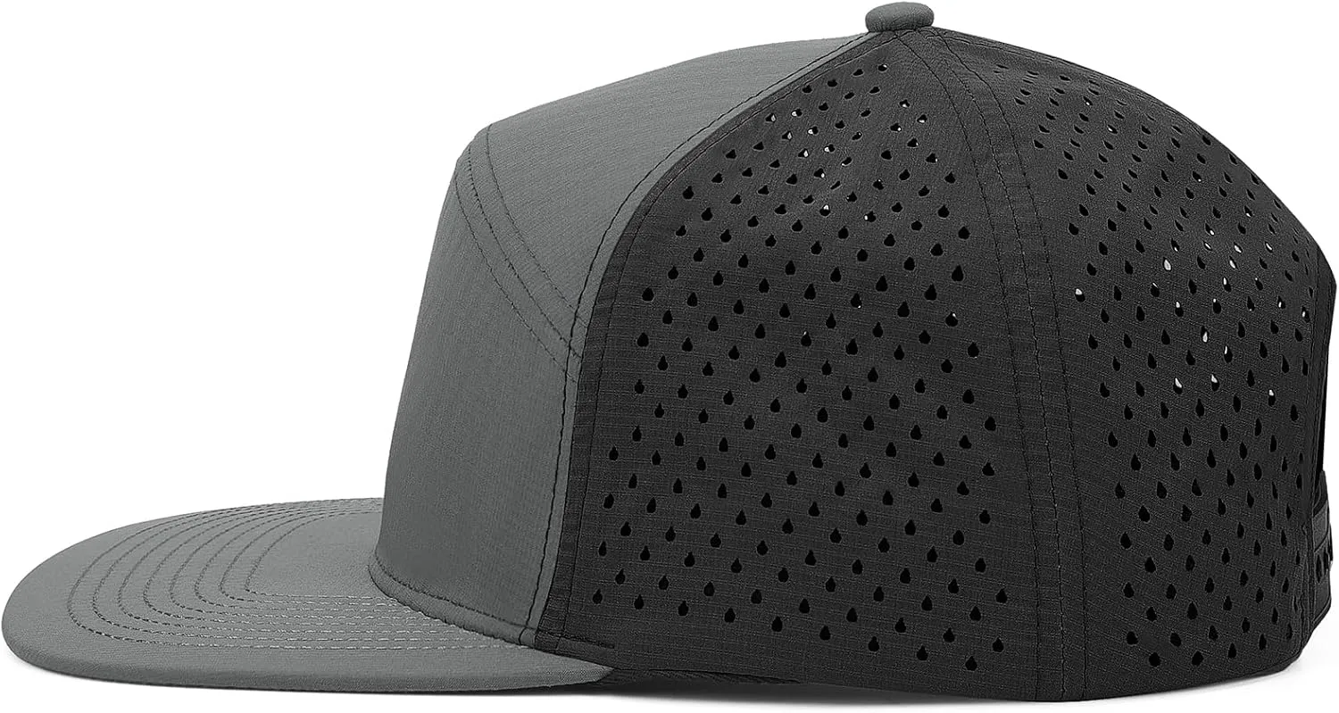 Mens Golf Trucker Hat Outdoor Lightweight Snapback Closure Flat Brim Laser Cut Baseball Cap for Women