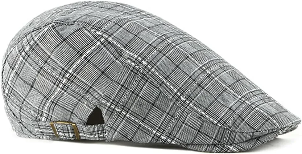 Newsboy Hats for Men Adjustable Plaid Ivy Flat Cap Gatsby Cabbie Driving Hat