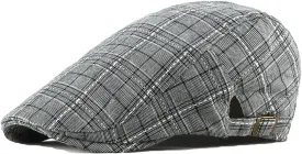 Newsboy Hats for Men Adjustable Plaid Ivy Flat Cap Gatsby Cabbie Driving Hat