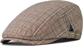 Newsboy Hats for Men Adjustable Plaid Ivy Flat Cap Gatsby Cabbie Driving Hat