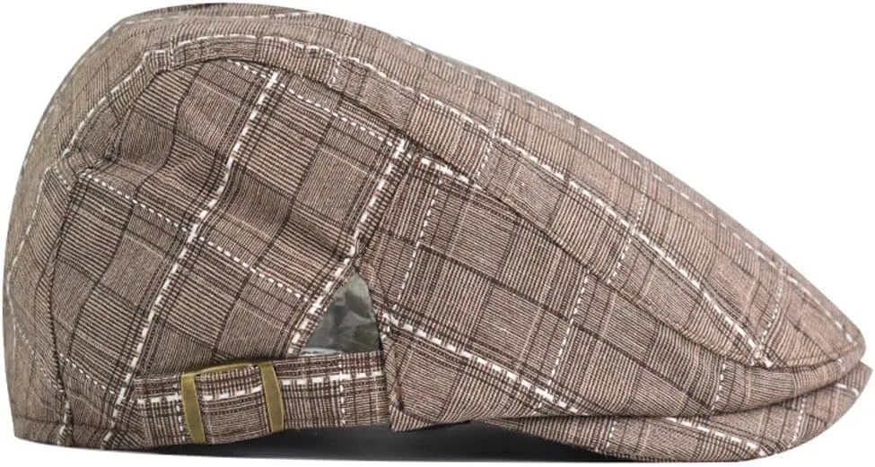 Newsboy Hats for Men Adjustable Plaid Ivy Flat Cap Gatsby Cabbie Driving Hat