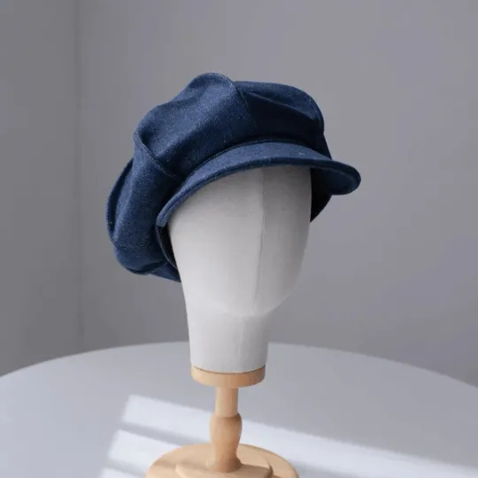 Oversize Denim Newsboy Cap