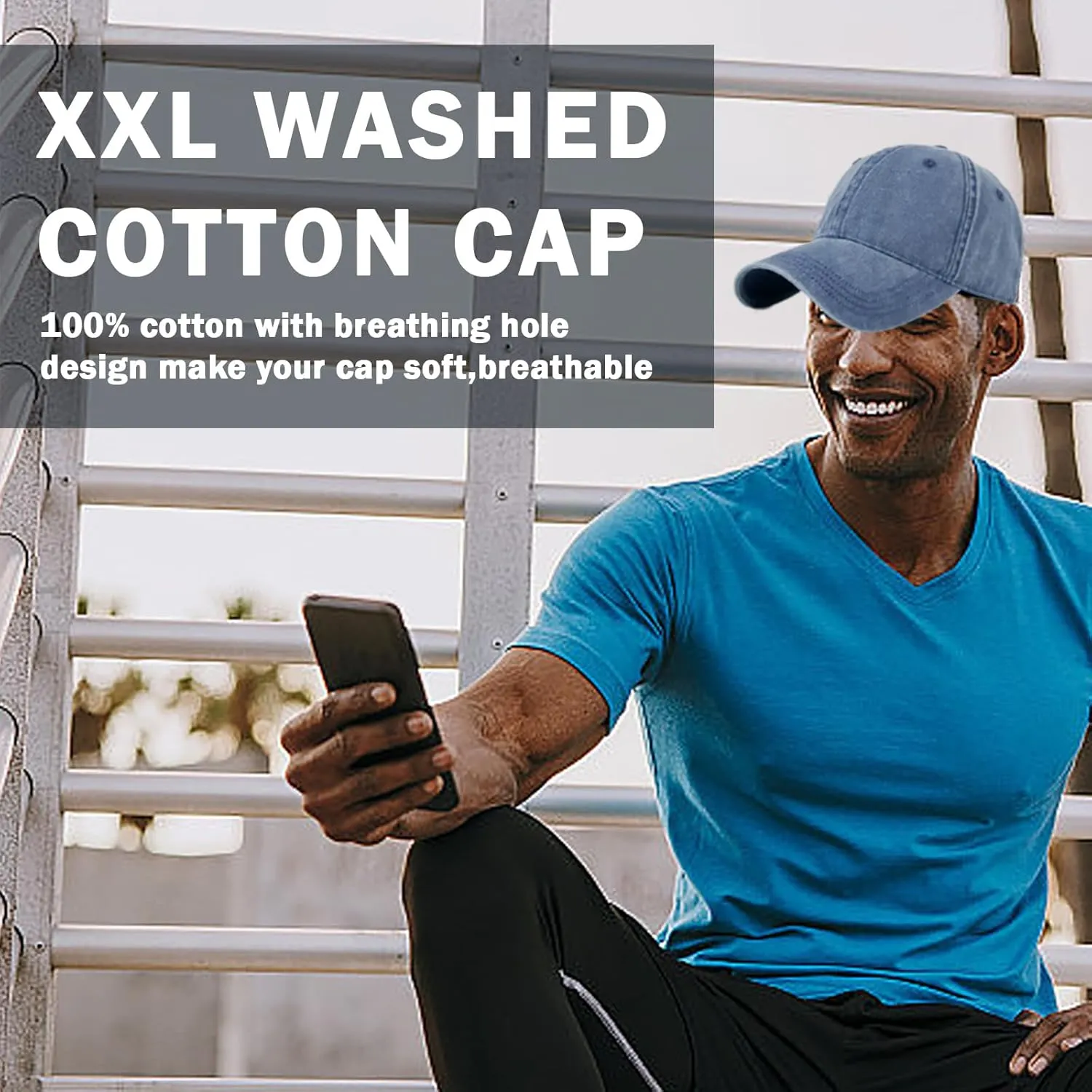 Oversized XL XXL 100% Cotton Basebal Cap Large Dad Washed Sport Cap Unconstructed Low Profilel Hat for Big Head(23.5"-25.5")