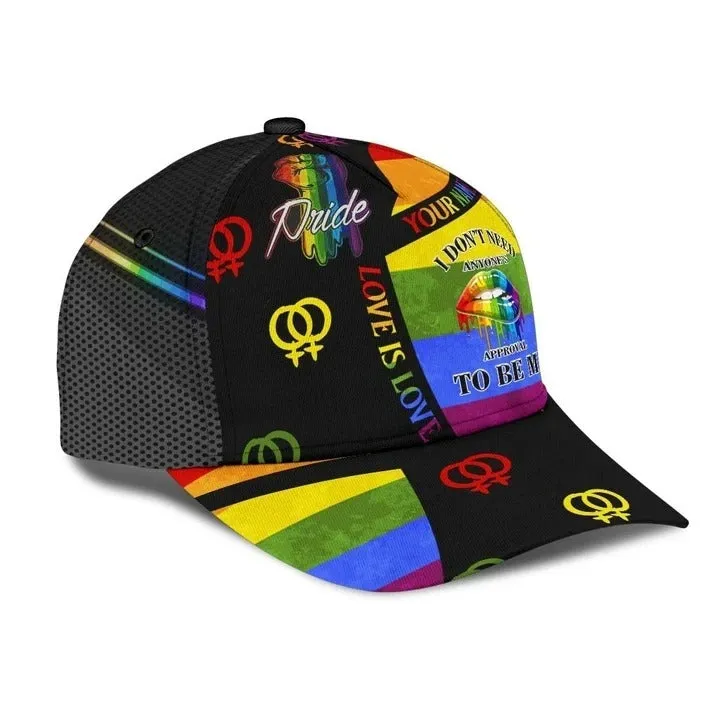 Personalized Pride Baseball Cap, Anyone's Approval To Be Me LGBT All Over Printing 3D Cap Hat, Pride Accessories