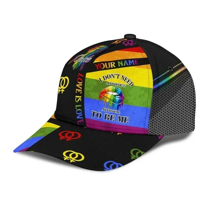 Personalized Pride Baseball Cap, Anyone's Approval To Be Me LGBT All Over Printing 3D Cap Hat, Pride Accessories
