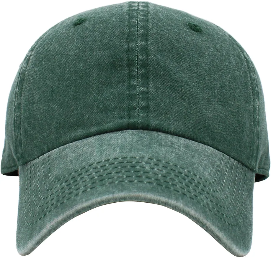 Pigment Dyed Low Profile Cotton Baseball Cap Washed Green