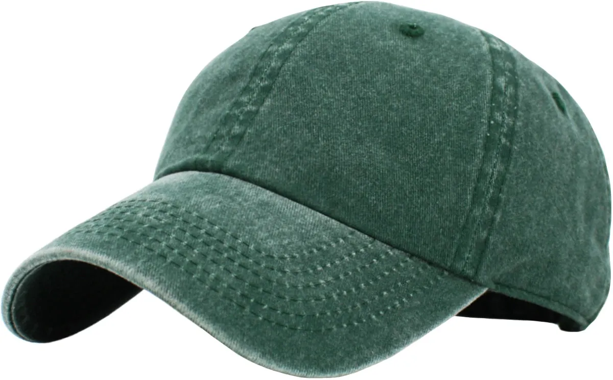 Pigment Dyed Low Profile Cotton Baseball Cap Washed Green