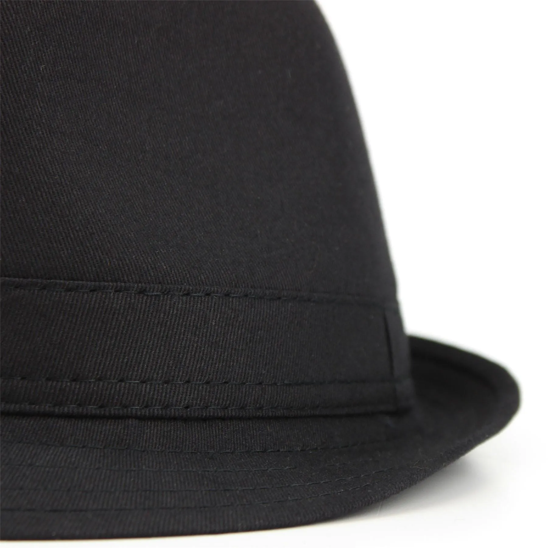 Plain Cotton Trilby Hat - Black