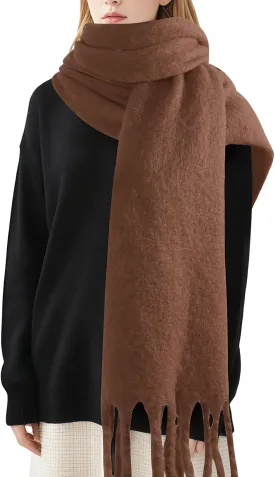 Pure Color Mohair Winter Scarf - Warm Cashmere Feel Scarf for Women and Men