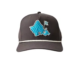 "OGA Mauka Island 5 Panel" - 5 Panel Rope Snapback - Charcoal - Aqua Logo