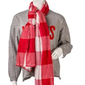 Red/White Plaid Woven Scarf