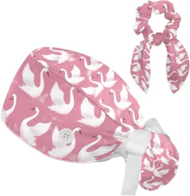 Scrub Caps Women, Ponytail Holder Surgical Cap with Hair Scrunchy
