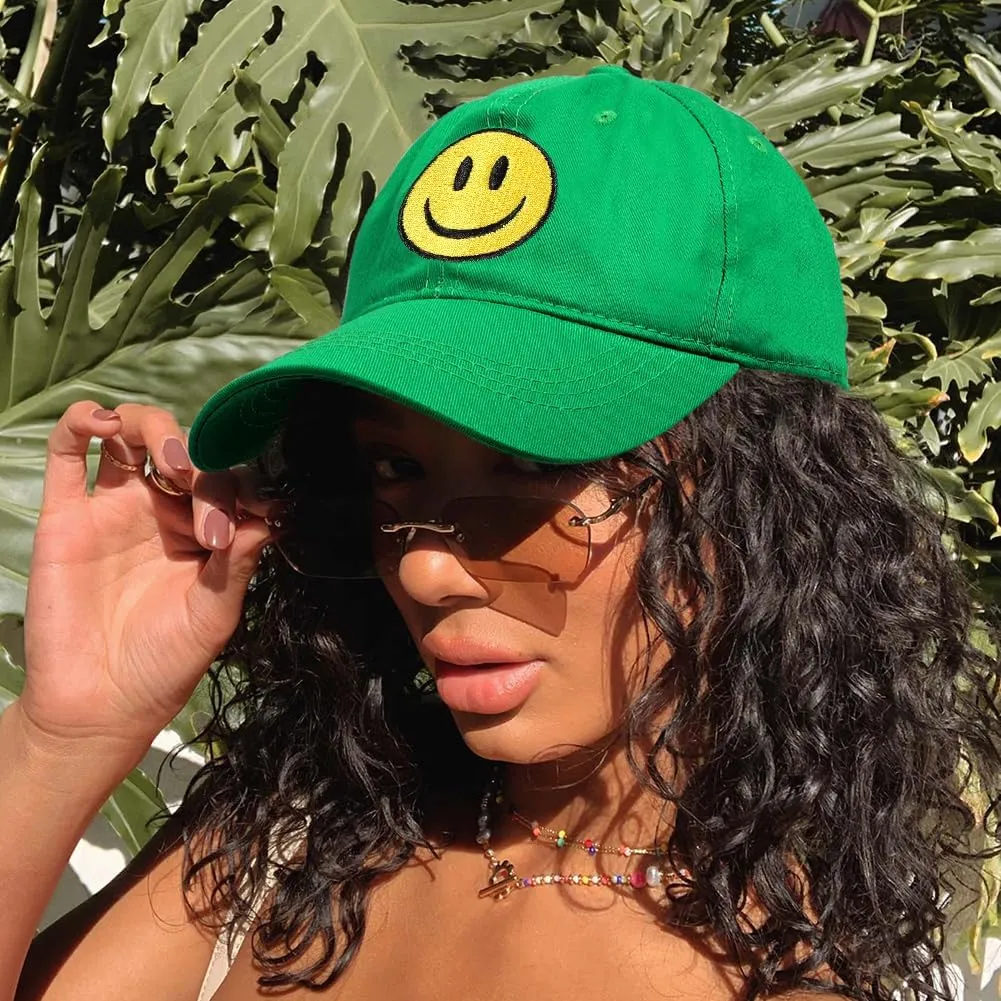 SONMONY Smile Face Baseball Cap for Women Men Cute Baseball Caps Unstructured Cotton Dad Hat