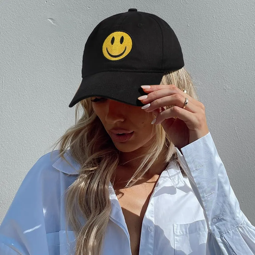 SONMONY Smile Face Baseball Cap for Women Men Cute Baseball Caps Unstructured Cotton Dad Hat