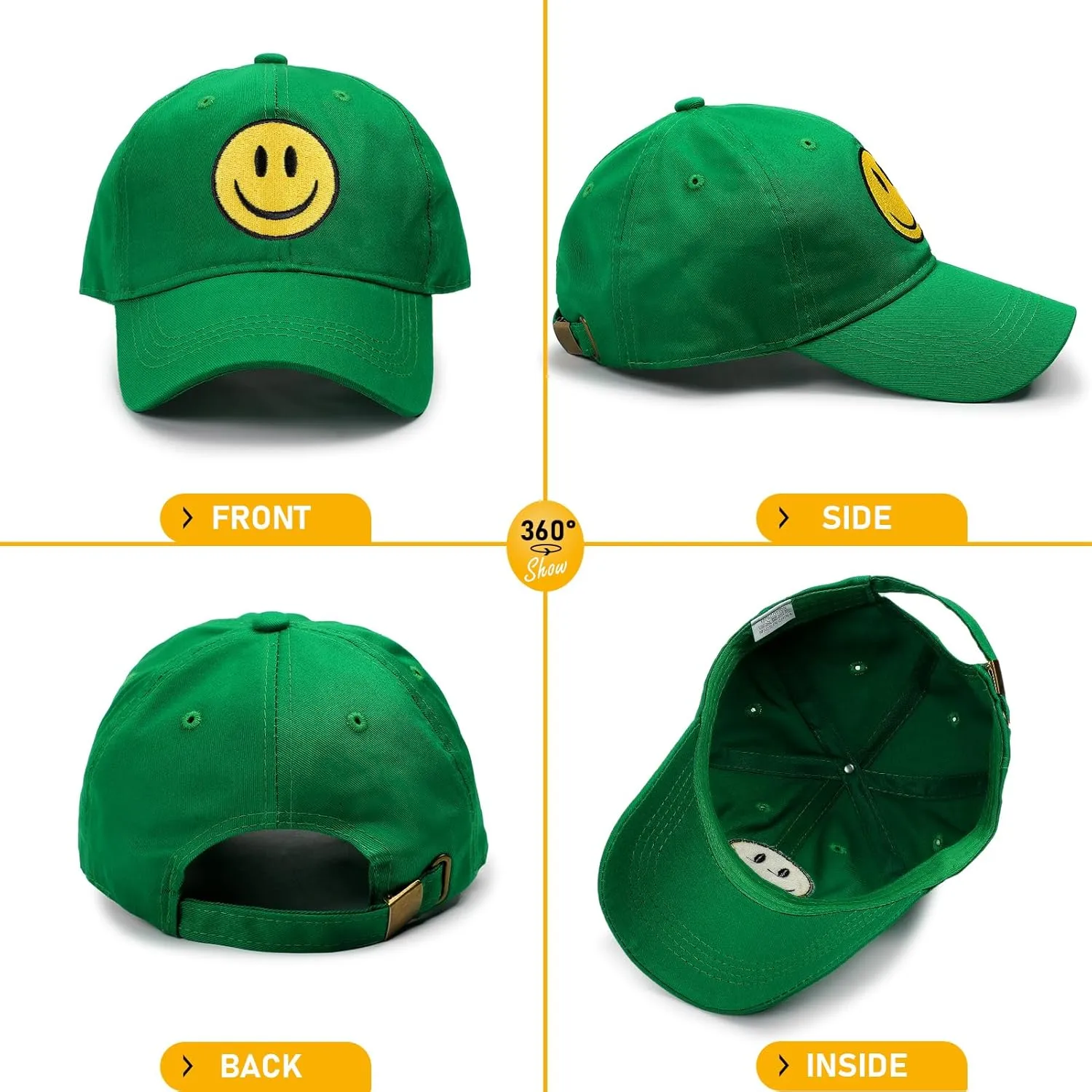 SONMONY Smile Face Baseball Cap for Women Men Cute Baseball Caps Unstructured Cotton Dad Hat