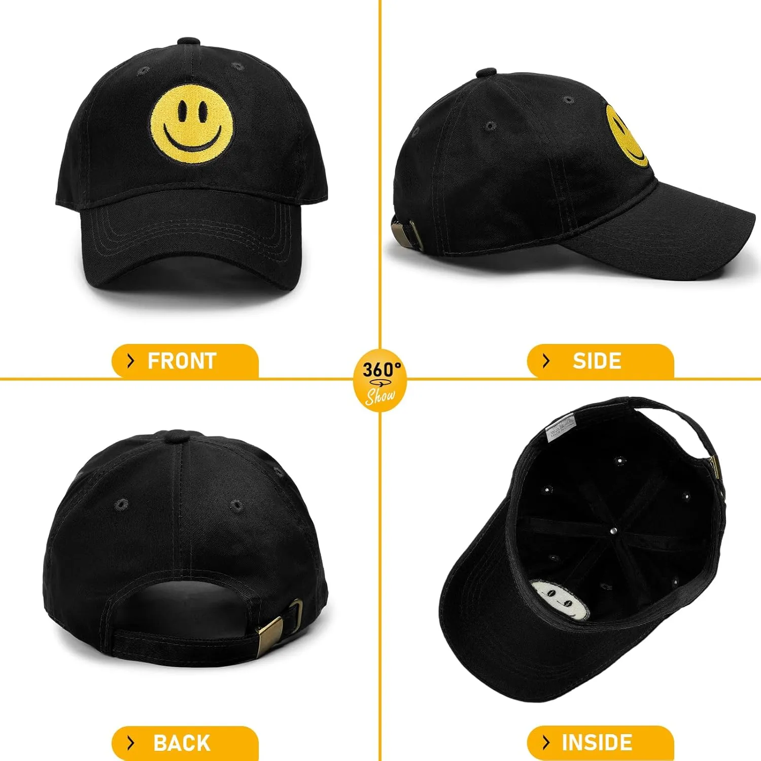 SONMONY Smile Face Baseball Cap for Women Men Cute Baseball Caps Unstructured Cotton Dad Hat