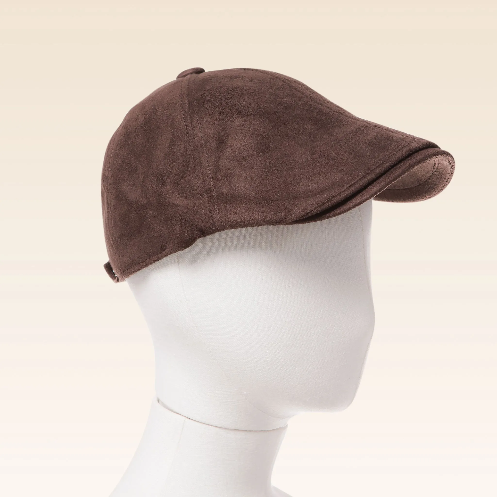 Suede Newsboy Cap (Brown)