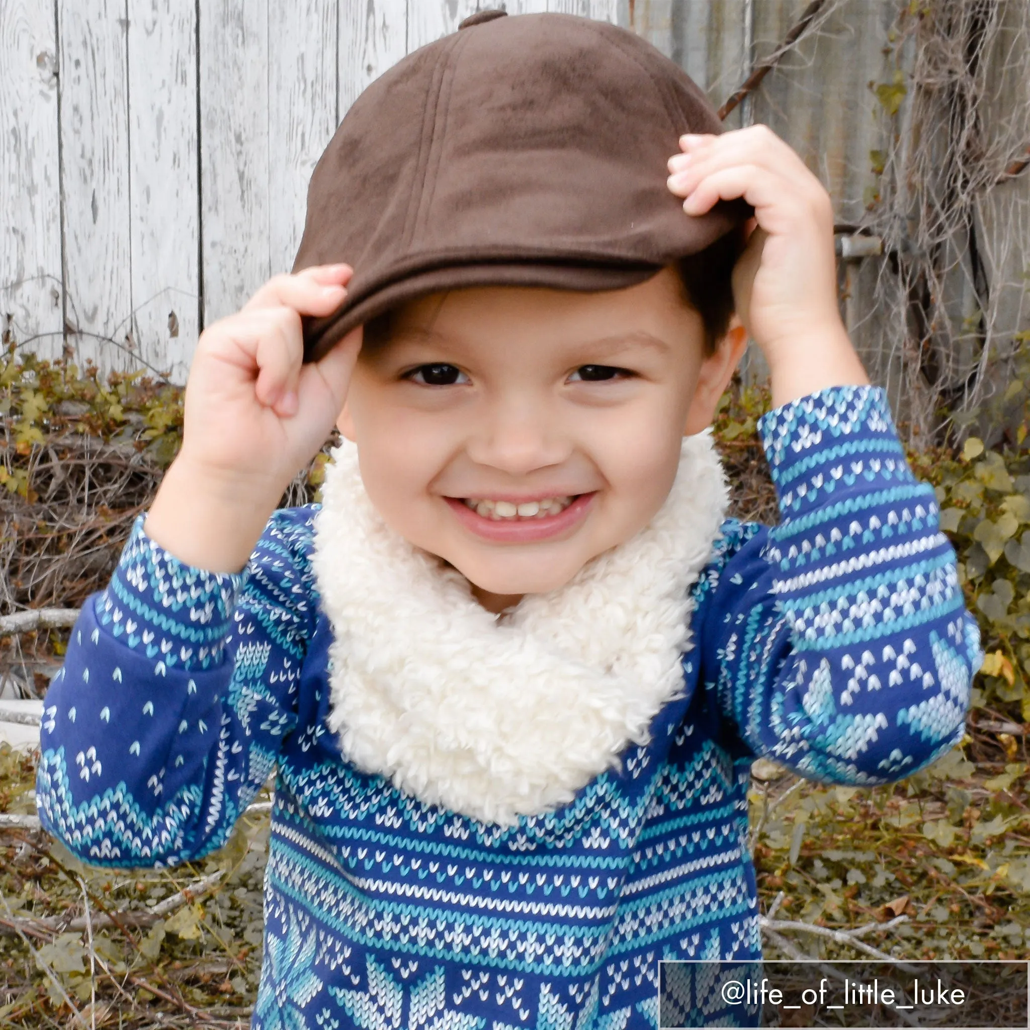 Suede Newsboy Cap (Brown)