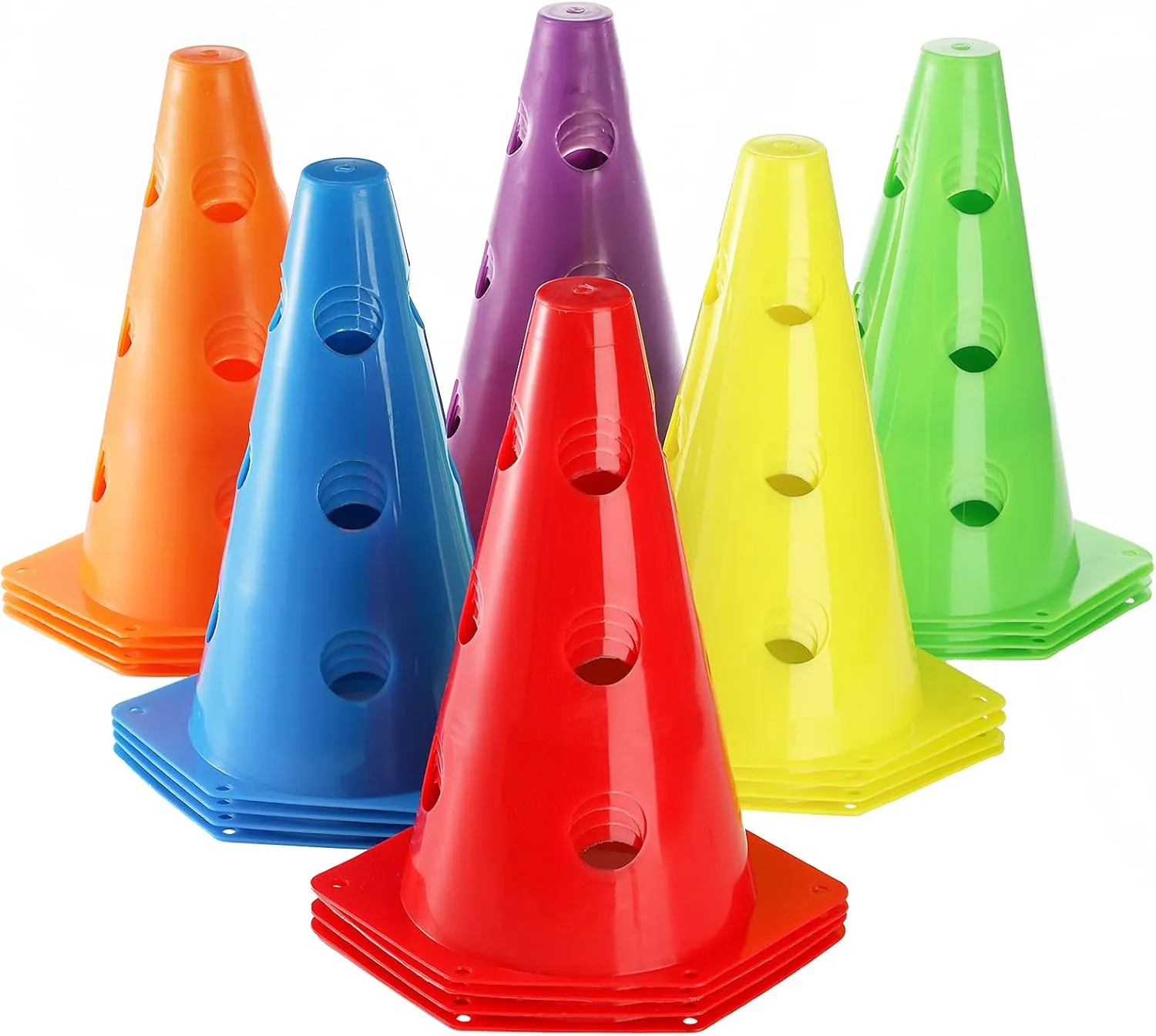 Suwimut 24 Pack Plastic Agility Cones, 9 Inch Soccer Cones Training Agility Field Marker Plastic Traffic Cone for Training, Football Basketball Drills, Traffic, Activity, Party, Indoor Outdoor Games