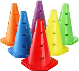 Suwimut 24 Pack Plastic Agility Cones, 9 Inch Soccer Cones Training Agility Field Marker Plastic Traffic Cone for Training, Football Basketball Drills, Traffic, Activity, Party, Indoor Outdoor Games