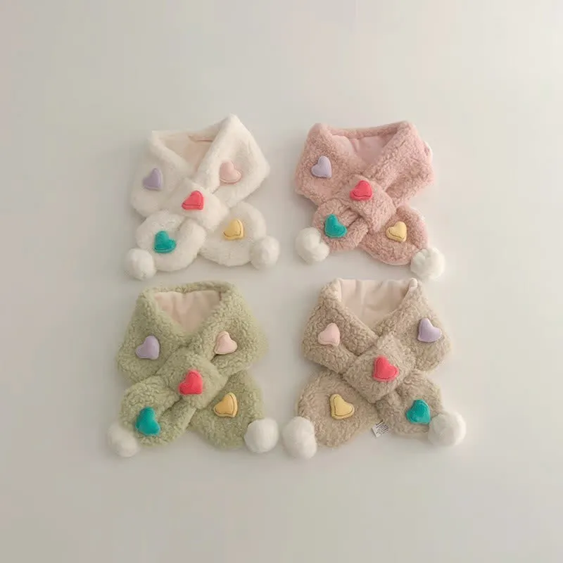 Toddler 3D Heart Fleece Warm Scarf