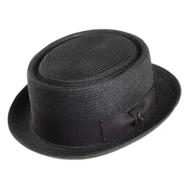 Toyo Braided Pork Pie Hat - Black