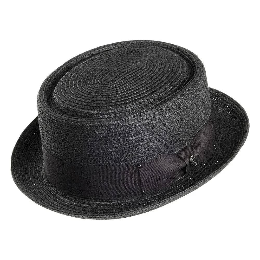 Toyo Braided Pork Pie Hat - Black