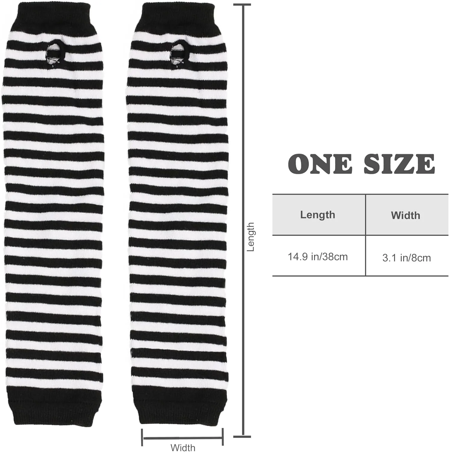 UTTPLL Womens Punk Gothic Long Arm Warmers Striped Fingerless Gloves Winter Knitted Stretchy Mittens Thumb Hole Wrist Warmer