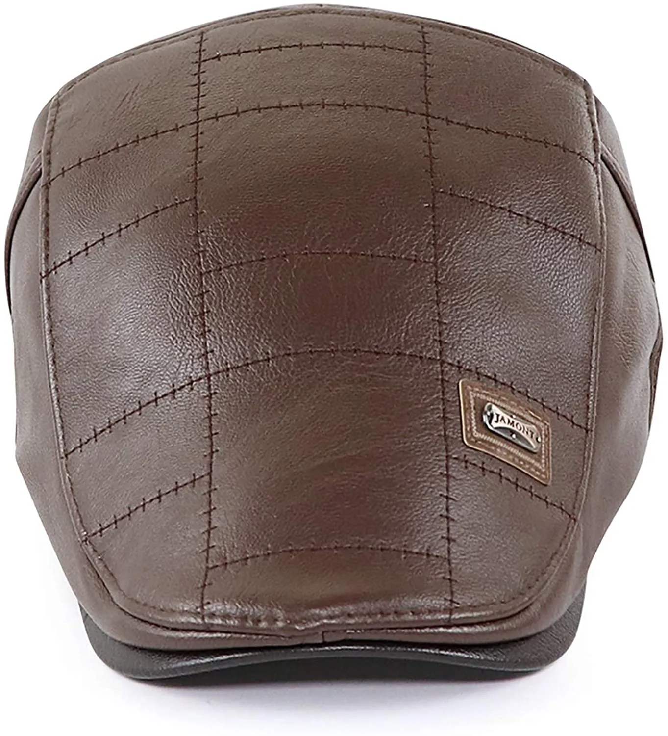 Vintage Newsboy Light Coffee Adjustable PU Leather Ivy Cap