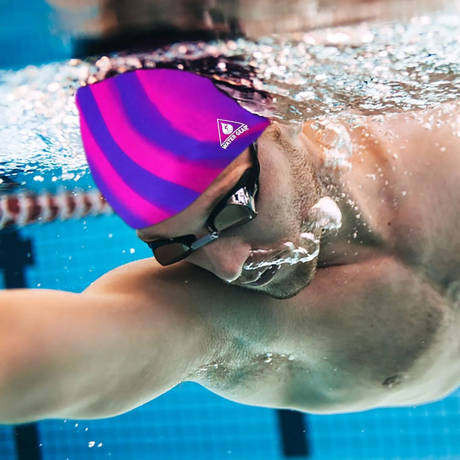 Water Gear Synthetic Fiber Swim Cap - Comfortable and Durable Swimming Cap - Keeps Short or Long Hair Dry