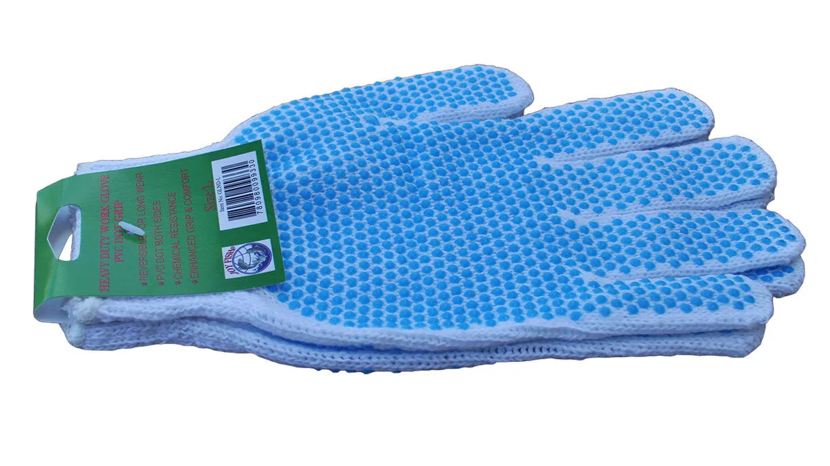 White Work Glove with Blue Dots – Dozen