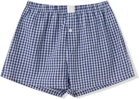 Women Y2k Pajamas Shorts Micro Button Boxers Elastic Waist Cute Pj Bottoms Summer Plaid Lounge Short
