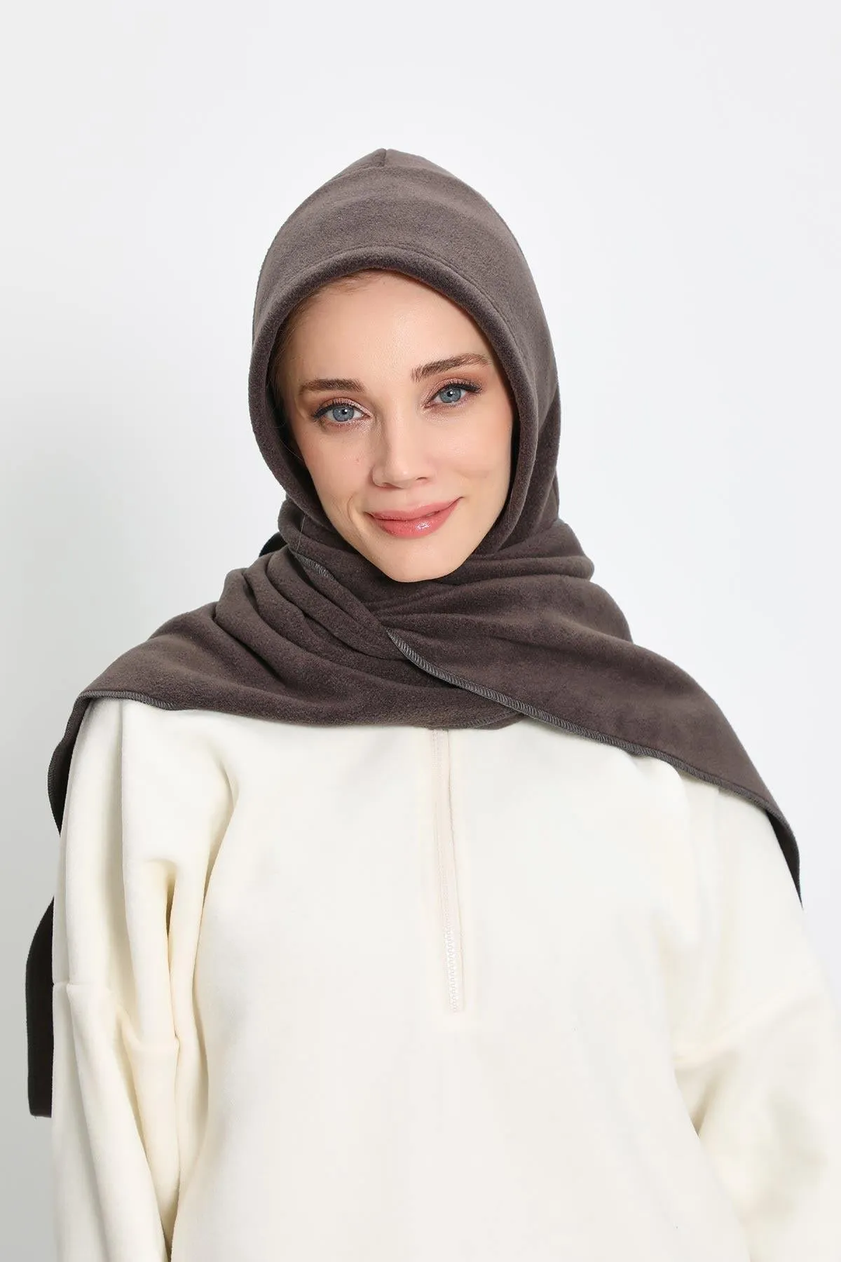Women's Windproof Fleece Hooded Scarf with Neck Warmer, Cozy Winter Hat and Scarf Combo, All-in-One Winter Wrap,B-85PL