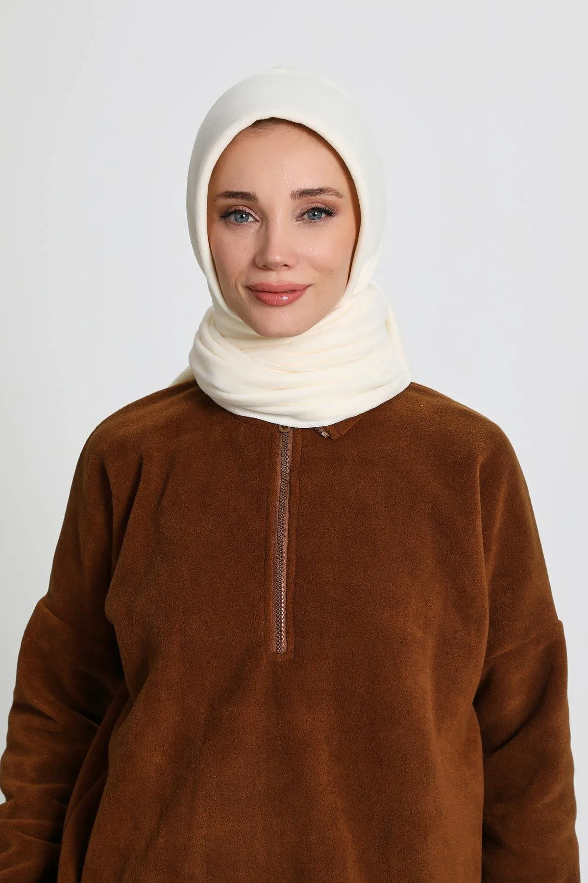 Women's Windproof Fleece Hooded Scarf with Neck Warmer, Cozy Winter Hat and Scarf Combo, All-in-One Winter Wrap,B-85PL