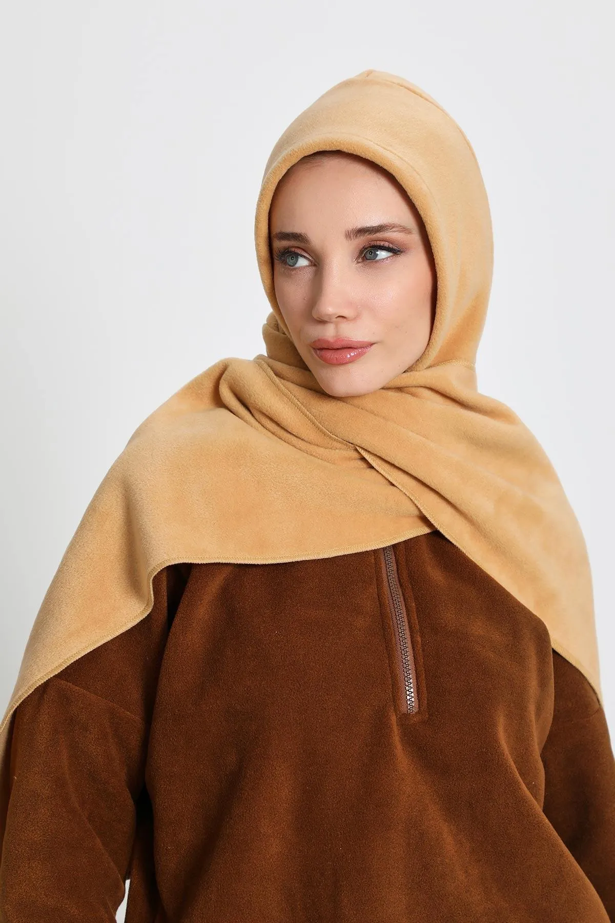 Women's Windproof Fleece Hooded Scarf with Neck Warmer, Cozy Winter Hat and Scarf Combo, All-in-One Winter Wrap,B-85PL