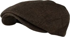Wonderful Fashion Men's Classic Herringbone Tweed Wool Blend Newsboy Ivy Hat (Large/X-Large, Charcoal)
