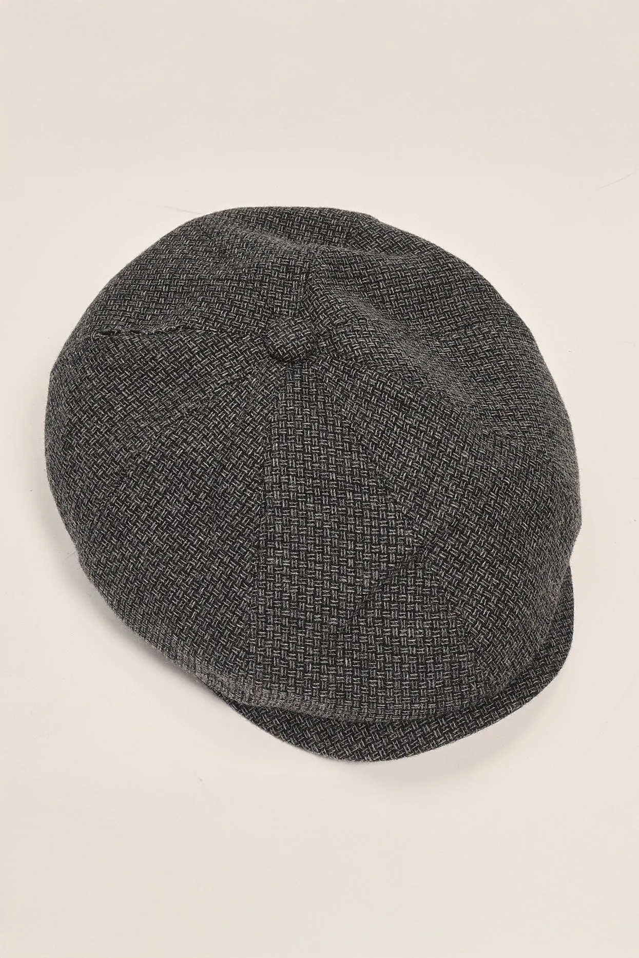 Wool Blend Micro Plaid Newsboy Cap - Anthracite