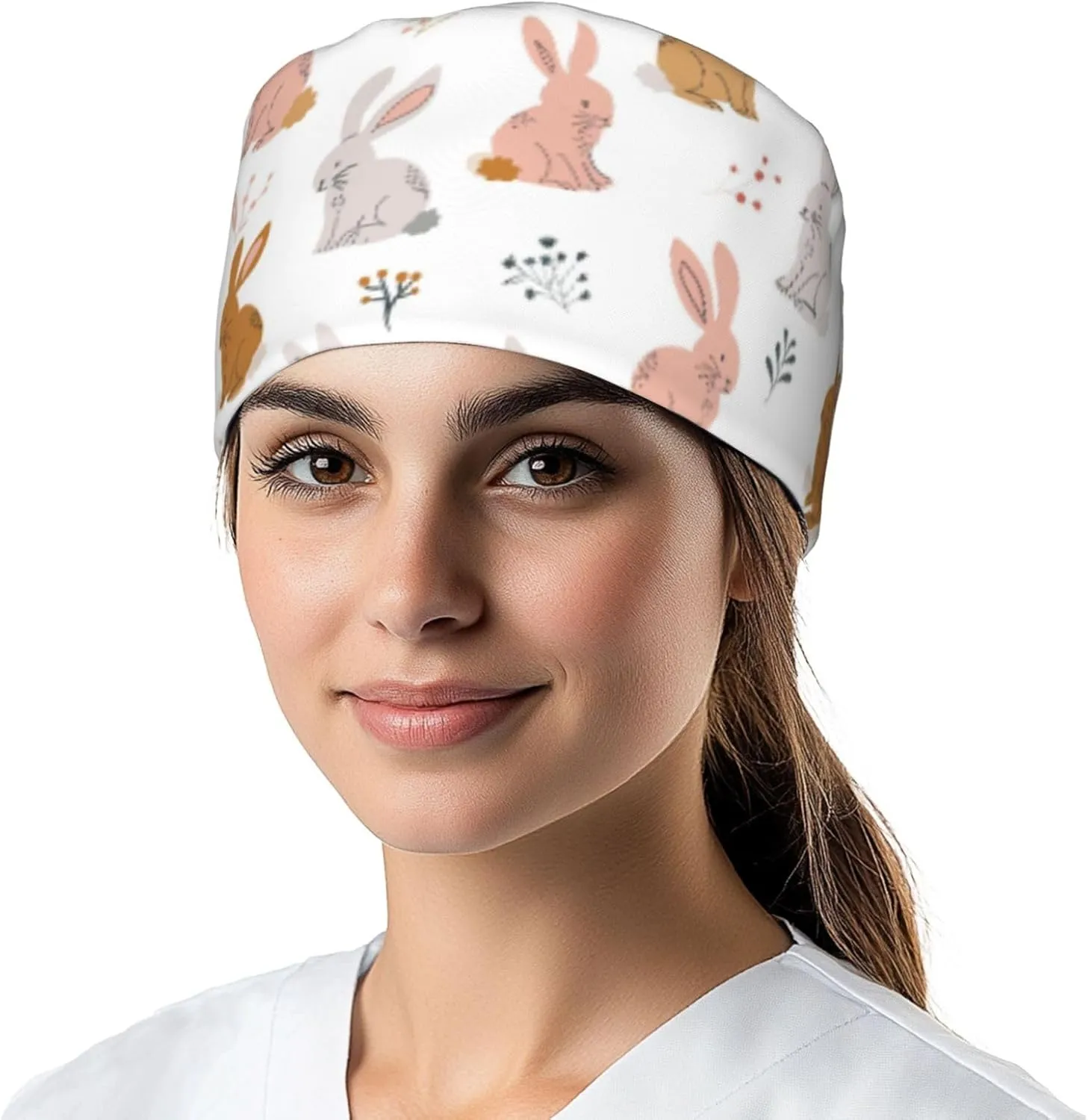 Working Cap Hat with Sweatband Comfortable and Breathable Adjustable Headgear for Men Women Scrub Cap