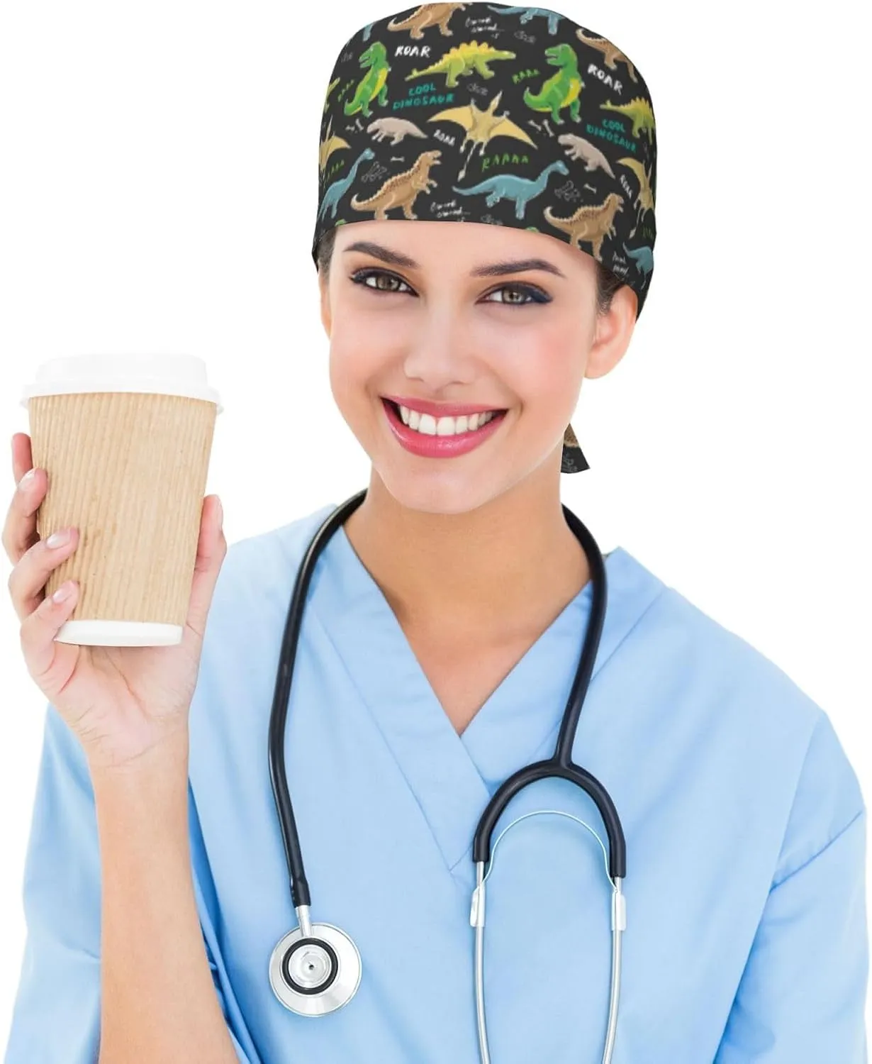 Working Cap Scrub Cap with Sweatband Adjustable Unisex Women Tie Back Hat Nurse Surgical Caps
